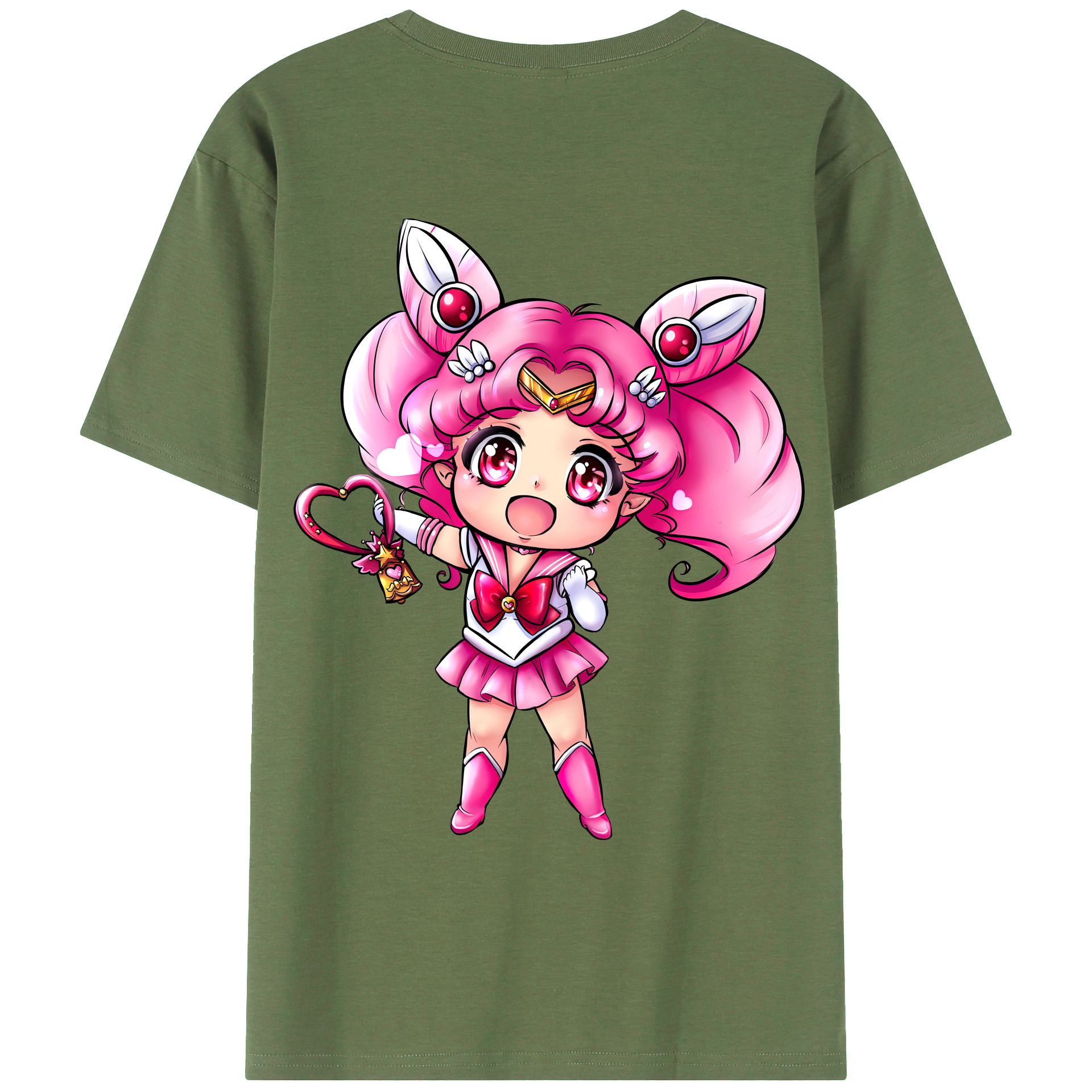 （画像用） 美少女戦士セーラームーン ちびうさ Sailor Moon Chibiusa Tsukino Usagi Small Lady Serenity 綿100％ メンズ半袖Tシャツ（バックプリント） 通気性